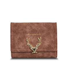 Wallet female cartoon deer short paragraph   wallet PU coin purse student small hand bag card package