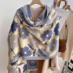 Cozy Floral Print Winter Scarf