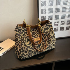 All-match Leopard Print One-shoulder Underarm Women's Bag Sense Large Capacity Totes