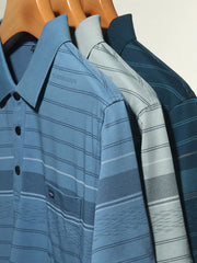 Men's Plus Size Office-Ready Striped Polo â€?Casual & Smart Look