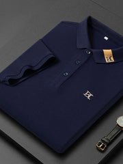 Men's Plus Size Short Sleeve Polo with Embroidered Accents