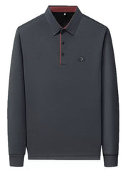 Men's Plus Size Button Detail Long Sleeve Polo