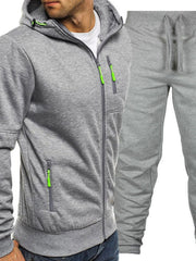 Men's Plus Size Zip Up Hooded Top and Pants Set