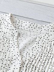 Polka Dot Notched Ruffled Cap Sleeve Blouse