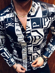 Men's Full Size Contrast Button Up Long Sleeve Shirt Plus Size