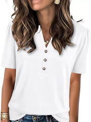 Full Size Notch Trim Short Sleeve Top Plus Size