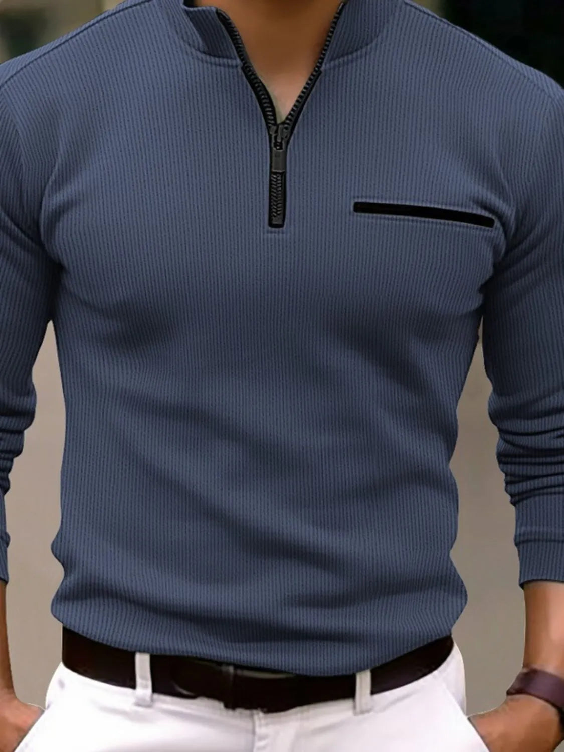 Men's Plus Size Quarter-Zip Long Sleeve Polo â€?Big & Tall Classic Fit