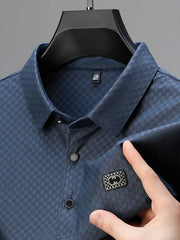Men's Plus Size Diamond Pattern Short Sleeve Polo Shirt