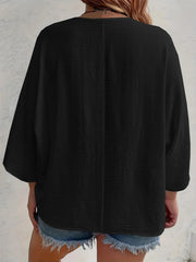 Full Size V-Neck Button Down Shirt Plus Size