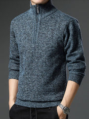 Men's Plus Size Half-Zip Knitted Pullover Sweater