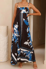 Printed Square Neck Sleeveless Maxi Dress