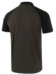 Men's Casual Raglan Sleeve Two-Tone Polo Shirt