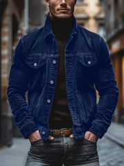 Men's Full Size Corduroy Button-Down Jacket Plus Size