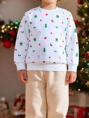 Children's Christmas Pattern Print Crew Neck Sweatshirt