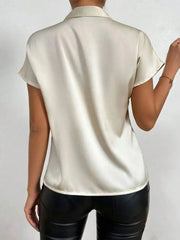 Satin Bow Tie Neck Blouse