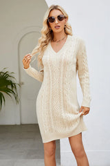 Trendy Cable-Knit Long Sleeve Sweater Dress