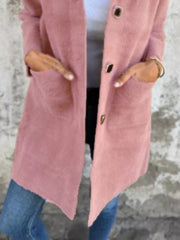 Full Size Button-Down Long Sleeve Longline Coat Plus Size