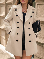 Double-Breasted Wool Blend Overcoat