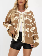 Floral Pattern Button-Down Cardigan