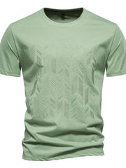 Men's Round Neck Geometric Embroidered T-Shirt