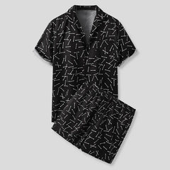 Men's Comfortable Button Detail Short Sleeve Top and Shorts Set