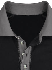 Men's Contrast Collar Long Sleeve Polo Shirt