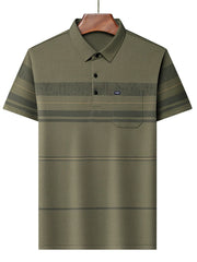 Men's Plus Size Striped Short Sleeve Polo