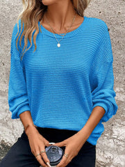 Plus Size Relaxed Fit Waffle Knit Round Neck T-Shirt