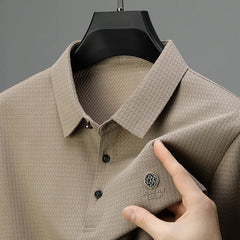 Men's Plus Size Textured Short Sleeve Polo Shirt