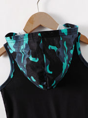 Children's Dinosaur Sleeveless Hooded Top and Pants Set