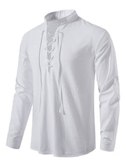 Men's Lace Up Long Sleeve Blouse