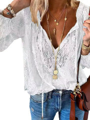 Lace Tie-Neck Blouse
