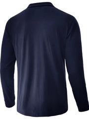 Men's Long Sleeve Color Block Polo Shirt