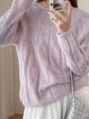 Soft Cable-Knit Round Neck Sweater