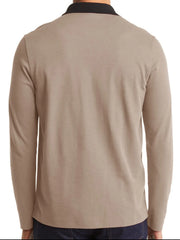 Men's Classic Long Sleeve Contrast Collar Polo Shirt