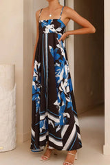 Printed Square Neck Sleeveless Maxi Dress