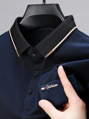 Men's Plus Size Contrast Collar Short Sleeve Polo