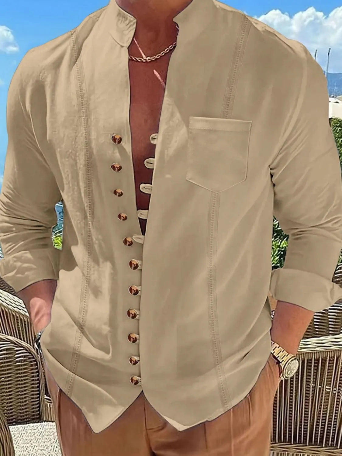 Full Size Men's Collared Shirt â€?Long Sleeve Button Down