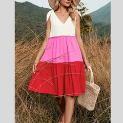 Colorblock Tiered Midi Tank Dress