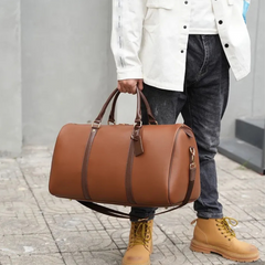 Travel Large Capacity Portable Travel Luggage Dry Wet Separation Soft Leather Gym Bag