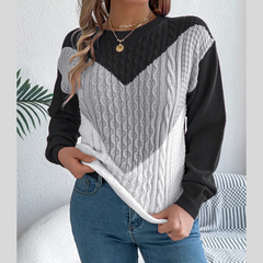 Women's Contrast Trim Crew Neck Sweater