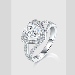1 Carat Moissanite 925 Sterling Silver Heart Ring