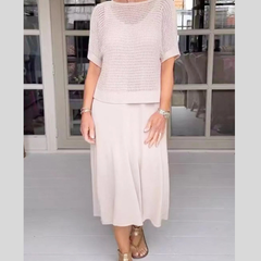 Full Size Openwork Knit Cover Up and Dress Set Plus Size