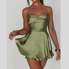 Backless Layered Ruffled Cami Dress