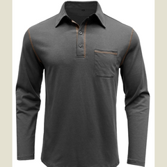 Men's Long Sleeve Polo Shirt with Contrast Stitching