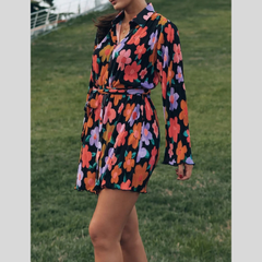 Printed Long Sleeve Mini Dress