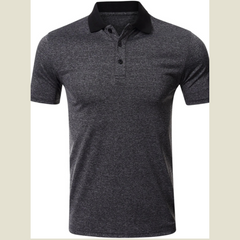 Men's Classic Heathered Polo Shirt with Contrast Collar