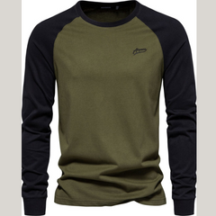 Men's Contrast Round Neck Raglan Sleeve T-Shirt