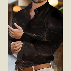 Extended Size Men's Collared Long Sleeve Shirt â€?Button Front