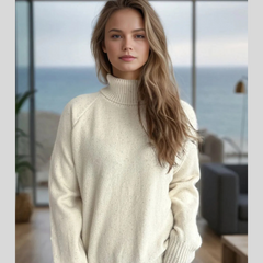 Ribbed Turtleneck Raglan Sleeve Sweater